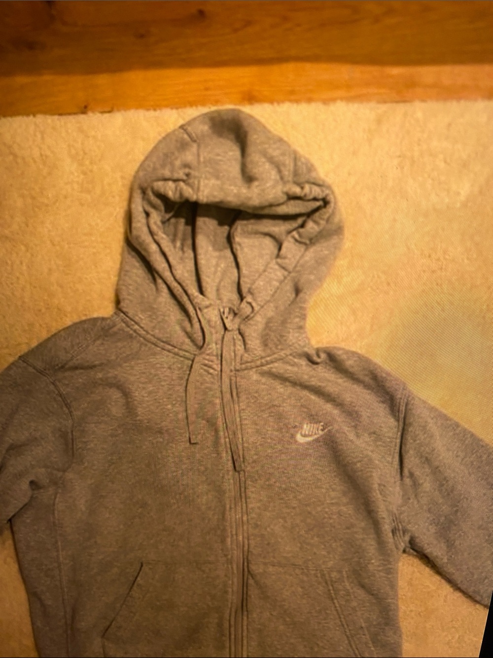Nike Kids Grey Full-Zip Hoodie Jacket with Embroidered Logo